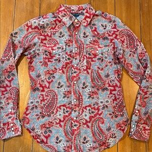 Ralph Lauren Vintage Paisley Pearl Button Slim Fit Shirt Size Women’s Size 4 EUC